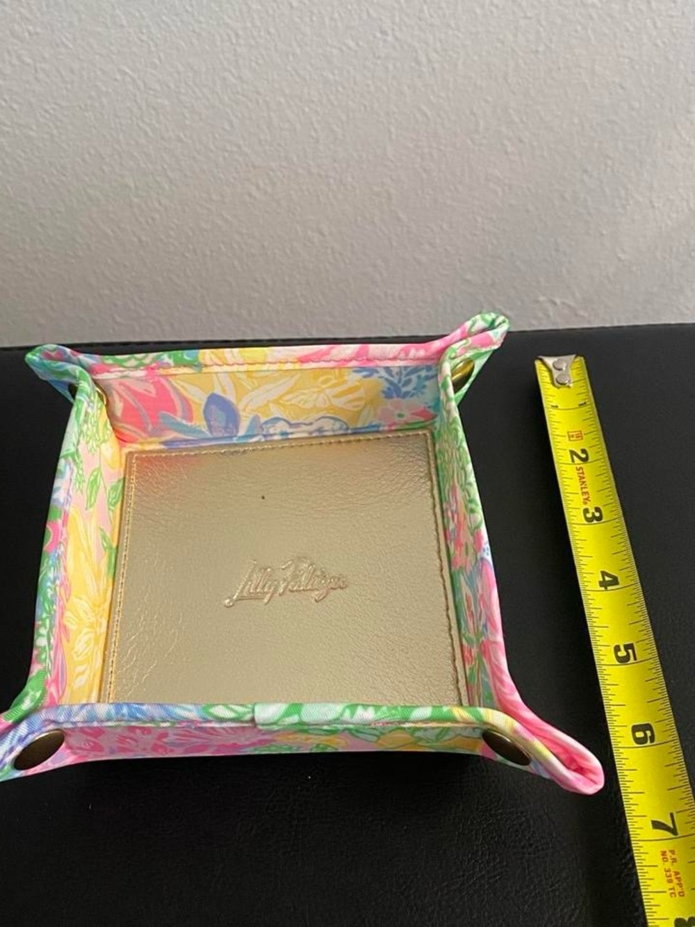 Lilly Pulitzer Multicolor Floral Leather Catchall with Gold Center - Picture 4 of 8
